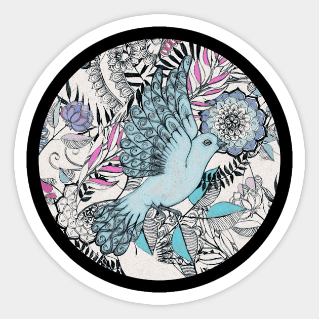 Flight of Fancy – pink, teal, cream Sticker by micklyn